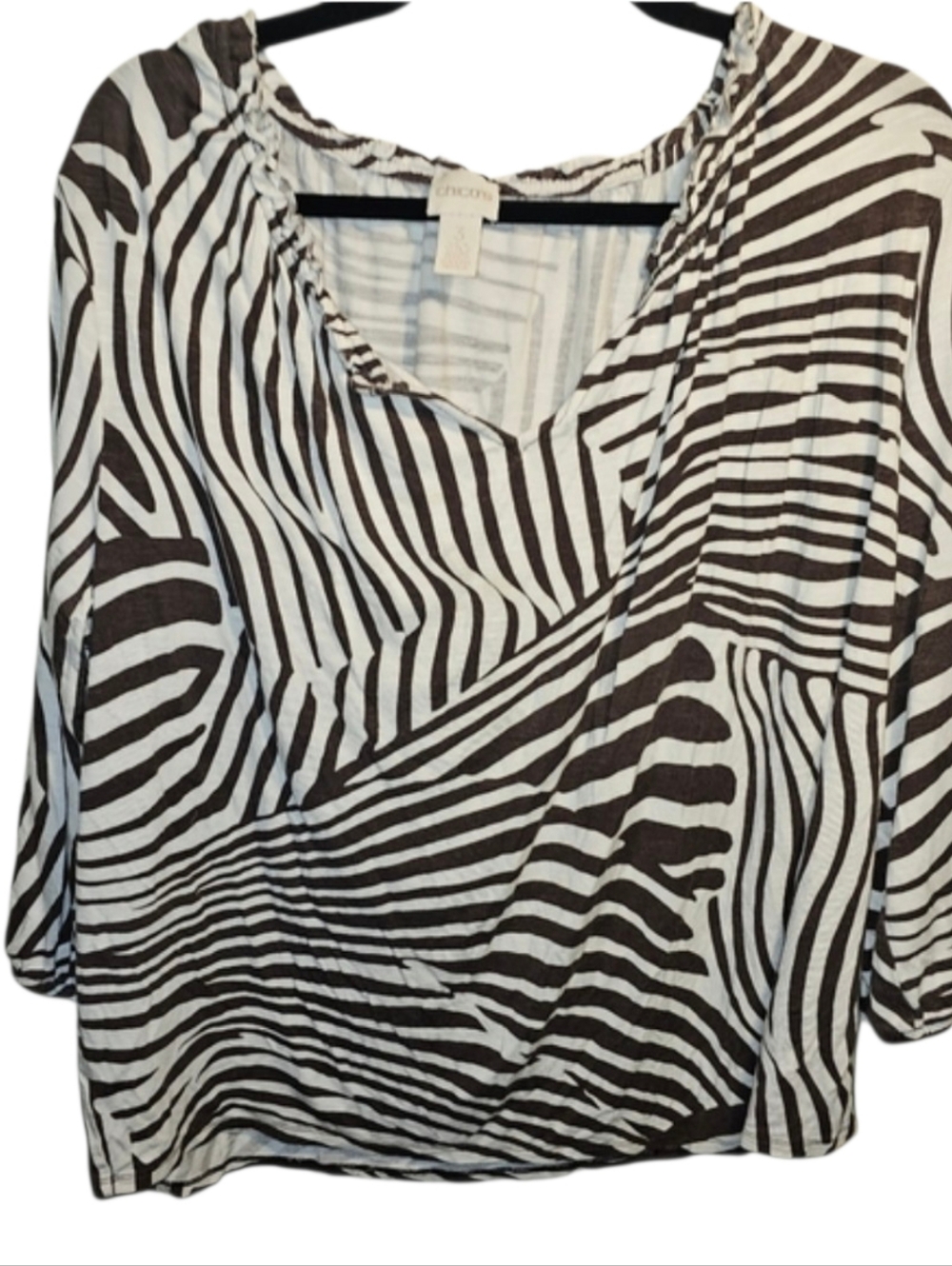 Chico's Sz. Xlarge Brown/white Tshirt